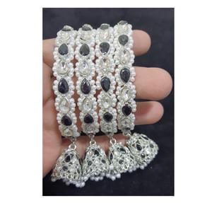 Elegantes brazaletes bordados hechos a mano, accesorios étnicos elegantes para ropa de fiesta, trajes de novia, aspecto festivo, Perla de aleación de Zinc - Product Image 1