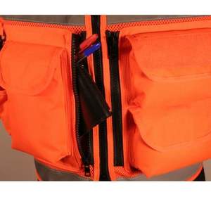 Gilet réfléchissant haute visibilité avec fermeture éclair avant, prix abordable, gilet tactique de sécurité pour dresseur de chien, logo personnalisé, 100% polyester - Product Image 6