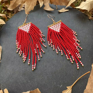 Bijoux vintage faits à la main de style bohème, boucles d'oreilles longues avec perles, accessoires de mariage tendance pour femmes - Product Image 3
