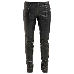 OEM Pantalon en cuir mat doublé de polaire décontracté pour femmes Style rétro Taille haute Élégant et sexy Mode automne et hiver ronpex - Product Image 1