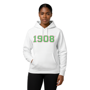 Pullover bianco 1908 felpa con cappuccio in misto cotone greco abito da confraternita personalizzato ricamato divino nove HBCU abbigliamento greco - Product Image 1