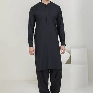 Traje Shalwar Kameez de Verano para Hombre, Diseño Más Reciente de 2026, Hecho en Fábrica, Informal, de Algodón, Mangas Largas, Color Sólido, para Eid, Tradicional Musulmán - Product Image 1