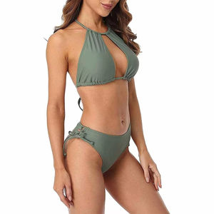 Combinaison de bain 2 pièces pour femmes en polyester/nylon gris, taille personnalisée, durable, séchage rapide, respirante, prix bas - Product Image 1