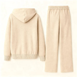 Ensemble de survêtement d'hiver décontracté pour homme avec veste à capuche légère et respirante à fermeture éclair et pantalon long, personnalisable avec logo - Product Image 2