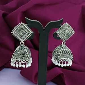 Indian Traditional Jewelry Antique Oxidized Stud Dangle <b>Jhumka</b> Wedding <b>Earrings</b> Indian Manufacturer Jewellery for Women - Product Image 2