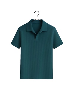 เสื้อเชิ้ตผู้ชายทรงเข้ารูปคุณภาพสูง สีพื้น คอตั้ง ผ้ายืด/คอตตอน 220 กรัม ผ้าถัก ติดกระดุมด้านหน้า ซักแล้ว ทรงมินิมอล แขนสั้น - Product Image 4