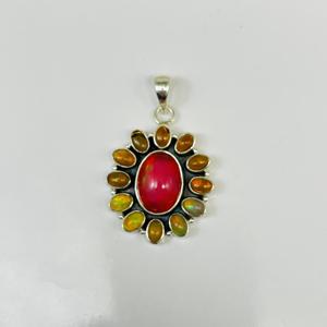 Colgante de ópalo de fuego de Plata de Ley 925, hermoso colgante de moda con anillos de plata 925, abalorios de ópalo natural, joyería - Product Image 4