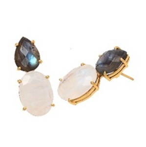 Boucles d'oreilles en argent Sterling 925, forme ovale, pierre de lune arc-en-ciel et Labradorite, nouvel arrivage - Product Image 1