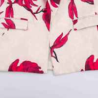 Costume pantalon pour femme, imprimé floral, satin léger, respirant, 100% polyester, tenue de bureau d'été, élégant, blazer à col en V assorti
