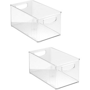 2 X Clear Kitchen Storage <b>Bin</b> with Handle for Refrigerators & Cabinets - Product Image 1