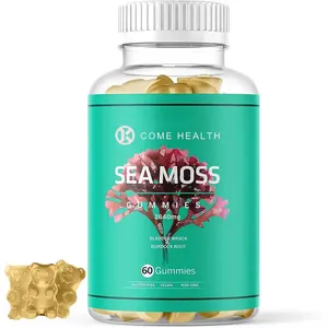 Mayorista OEM Organic Sea Moss Gummies Bladder Wrack & Burdock Root Sea Moss Gummies Sistema inmunológico Soporte para articulaciones y cuidado de la piel