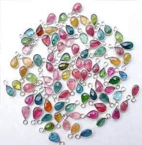 Dijes de Turmalina en Forma de Pera, Plata de Ley 925, Estilo Minimalista, Colgante de Piedra Preciosa, Certificado por Terceros, Fabricación de Joyas, Bisel - Product Image 3