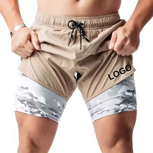 Hot Selling Custom Logo Men's Sporty Double <b>Layer</b> Breathable Plain Dyed Polyester Gym Fitness Athletic Workout Running Sport - Product Image 3