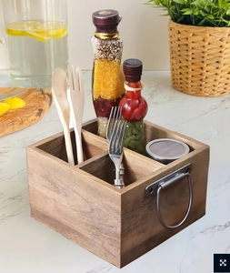 Caddy de cocina de madera de mango hecho a mano, soporte para cubiertos, servilletero para condimentos, Caddy utensilio, soporte para encimera, Organizador - Product Image 2