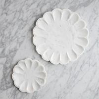 Bol décoratif en forme de fleur en marbre beige Plateau de service élégant pour bureau à domicile et affichage de cuisine PRIX DE GROS
