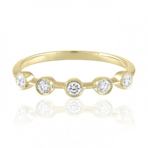 Diseño minimalista, joyería de 5 piedras, juego de bisel de grado D, Diamante Natural de 0,25 quilates en oro amarillo de 14K, anillo de alianzas de boda para mujeres y niñas - Product Image 1