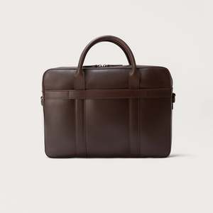 Porte-documents vintage en cuir véritable marron grande taille, sac souple The Captain avec fermeture éclair, étanche, style messager pour le bureau et le travail - Product Image 3