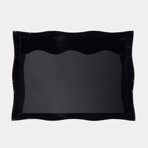 Wave Edge <b>Lacquer</b> Tray Decorative Serving Tray Sculptural Rim Design <b>Matte</b> Finish Artistic Display Tray For Modern Home Styling - Product Image 2