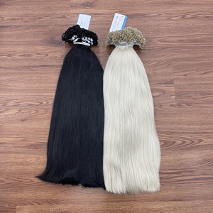 2025 Extensiones de cabello humano con punta de queratina superior de alta calidad Fácil de aplicar Cabello humano vietnamita en múltiples colores Cabello de punta plana - Product Image 1