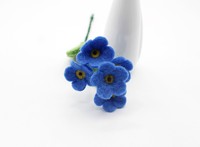Fleurs artificielles en feutre 100% laine - Bouquet bleu - Haute qualité - Fait main au Népal - 32 cm - Fête des pères - Fête des mères - Pâques - Noël - Nouveauté