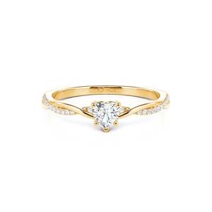 แหวน Jeulia Minimalist Twist Gold Pav Heart Promise ดีไซน์รูปหัวใจประดับทองคำ พร้อมดีเทลรูปตัววี สำหรับวันครบรอบ - Product Image 1