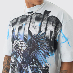 T-shirt en jersey imprimé pour homme, décontracté, lourd, épaules tombantes, personnalisé, 100% coton, ample, respirant, 180g, design graphique - Product Image 5