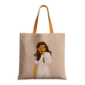 Sac fourre-tout en toile couleur unie Shy Girl avec fermeture éclair et doublure en coton portable pour l'été, l'automne, l'hiver et le printemps - Product Image 5
