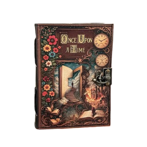 สมุดบันทึกหนังวินเทจ Once Upon a Time สมุดวาดภาพลายเส้น Book of Shadows ปกพิมพ์ลาย 200 หน้า สมุดบันทึกทำมือ Grimoire Diary - Product Image 1
