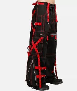 Men's Black Cargo Jeans Wide Leg Trousers Metal Ring Lace up Multi Pocket Gothic Denim Cotton Woven <b>Pants</b> Quick Dry Eco-Friendly - Product Image 3