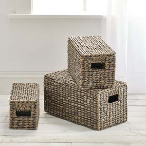 Decorative <b>water</b> hyacinth storage box set woven <b>container</b> boxes home organization <b>containers</b> - Product Image 6