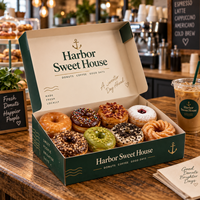 Boîte d'emballage personnalisée pour beignets AT PACK avec logo imprimé pour boulangerie, café, vente à emporter, pâtisserie, emballage cadeau alimentaire, vente en gros