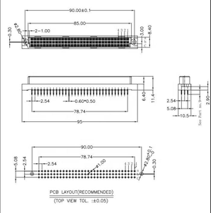 Connecteur de circuit imprimé DIN41612 396 rangées 96 broches 2,54 mm, bornier mâle et femelle pour accessoires de connexion de câbles - Product Image 2