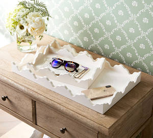 Produit tendance haut de gamme plateau de service en laque festonnée plateaux de service de couleur personnalisée pour la décoration de l'hôtel et de la maison de restaurant - Product Image 2