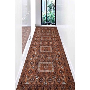 Tapis géométrique anatolien : Décoration vintage turque pour couloir, tapis imprimé, tapis fin non tissé - Product Image 5