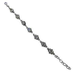 Bracelet à breloques vintage en argent 925 avec pierre de lune sertie clos, plaqué rhodium, style religieux, pour femme, usage quotidien - Product Image 3