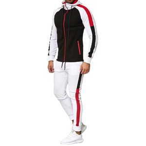 Ensemble de survêtements de gymnastique pour hommes personnalisés OEM Jogger élégant à capuche avec fermeture éclair complète avec tenue confortable à manches longues dans un motif solide - Product Image 3