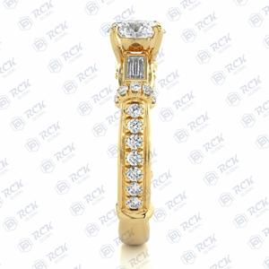 1.00 TCW Brilliante Cut Unique Three Stone Moissanite <b>Ring</b> Women's Anniversary/Birthday Gift with Side Baguette Elegant Jewelry - Product Image 3