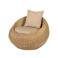 Yuvarlak sandalye, kanepe ve hezaren kanepe seti ile lüks açık cam kahve sehpası | Çevre dostu Handwoven veranda mobilya