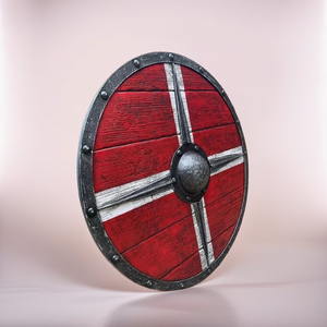 Armadura Medieval Escudo de madera vikingo redondo de madera Escudo Rojo de Calvin Handicraft - Product Image 3