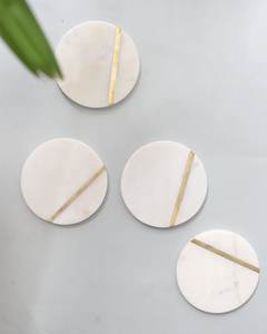 Dessous de verre ronds décoratifs en marbre Sous-verres en ardoise noire naturelle Articles de cuisine et accessoires pour restaurants - Product Image 2