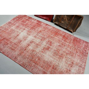Tapis de 4,7 x 7,5 pieds, tapis turc vintage, tapis Ikat rouge et blanc - Product Image 4