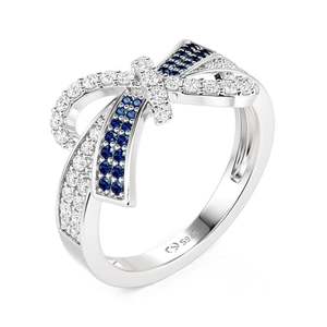 Anillo Jeulia de Plata de Ley con Nudo de Lazo Azul Pavé - Estilo Eternidad con Incrustaciones a la Moda - Product Image 2