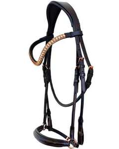 Bridle in <b>Rose</b> Gold Finish Made of High Quality Leather - Product Image 6