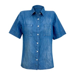 เสื้อยีนส์สำหรับเด็กผู้หญิงเสื้อยีนส์คอปกพับลงสีฟ้า - Product Image 1