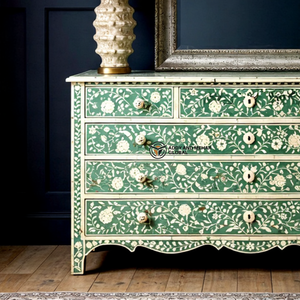 Luxury Eco-Friendly Modular Large Capacity Green Bone Inlay Handcrafted Geometric Solid Wood Home <b>Bar</b> Living Room Storage - Product Image 3