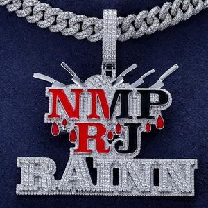 Collier pendentif en argent sterling 925 personnalisé de luxe Hip Hop avec lettres 3D glacées en diamant Moissanite VVS plaqué rhodium - Product Image 3