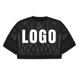 Venta al por mayor de camisetas cortas de malla holgadas para mujer, impresión personalizada, ropa de calle transpirable y de secado rápido de Pakistán - Product Image 4