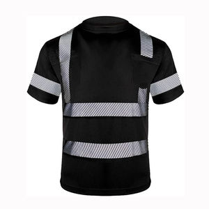 Hi Vis Safety <b>Shirt</b> Work Hi Vis <b>Yellow</b> Polyester Birds-eye Mesh Reflective <b>Shirt</b> Custom for <b>Men's</b> Summer Construction - Product Image 1