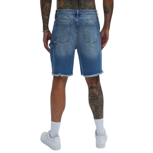 Pantalones Cortos de Mezclilla para Hombre, Estilo Vintage, Lavados, con Parches, Desgastados, con Dobladillo Deshilachado, Casuales, de Verano, hasta la Rodilla, Cinco Bolsillos, Estilo Urbano, de Secado Rápido - Product Image 2