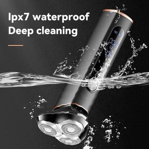 Afeitadora Eléctrica Impermeable IPX7 para Hombre, Recargable por USB, para Afeitado Facial en Seco y Húmedo, Triple Cuchilla, Idioma de Funcionamiento Alemán - Product Image 4